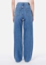 thumb-Regular Fit Yüksek Bel Geniş Paça Kadın İndigo Jean Pantolon