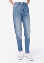 thumb-Mom Fit  Daralan Paça Kadın İndigo Denim Jean Pantolon