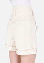 thumb-Fit Yüksek Bel  Kadın Beyaz Jean Şort