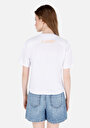 thumb-Regular Fit Yuvarlak Yaka Baskılı Kadın Beyaz Kısa Kol Tişört