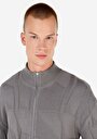 thumb-Regular Fit Fermuarlı Erkek Gri Hırka