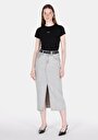 thumb-Slim Fit Düz Fermuarlı Kadın Gri Etek