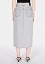 thumb-Slim Fit Düz Fermuarlı Kadın Gri Etek
