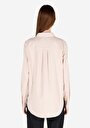 thumb-Regular Fit Shirt Neck Düz Kadın Bej Uzun Kol Gömlek