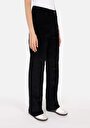 thumb-Regular Fit Yüksek Bel Geniş Paça Kadın Siyah  Pantolon