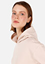 thumb-Regular Fit Kapüşonlu Düz Kadın Bej Sweatshirt