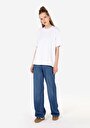 thumb-Regular Fit Kadın İndigo Pamuklu Cepli Jean Pantolon