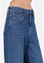thumb-Regular Fit Kadın İndigo Pamuklu Cepli Jean Pantolon