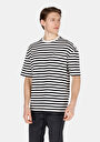 thumb-Oversize Fit Yuvarlak Yaka Çizgili Erkek Siyah Kısa Kol Tişört