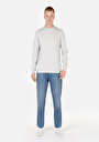 thumb-Regular Fit Yuvarlak Yaka Jakarlı Erkek Gri Kazak