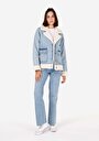 thumb-Regular Fit Kadın Denim Mavi Ceket