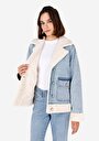 thumb-Regular Fit Kadın Denim Mavi Ceket