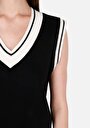 thumb-Regular Fit V Yaka  Kadın Siyah Kazak