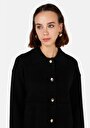 thumb-Regular Fit Düğmeli Kadın Siyah Hırka