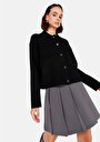 thumb-Regular Fit Düğmeli Kadın Siyah Hırka