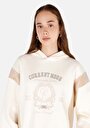 thumb-Regular Fit Kapüşonlu  Kadın Ekru Sweatshirt