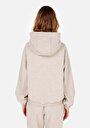 thumb-Regular Fit Örme Kapüşonlu Kadın Bej Sweatshirt