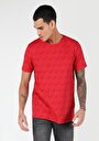 thumb-Regular Fit Yuvarlak Yaka Baskılı Erkek Kirmizi Kısa Kol Tişört