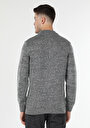 thumb-Regular Fit Yarım Balıkçı Yaka Jakarlı Erkek Gri Kazak