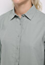 thumb-Regular Fit Shirt Neck Cepsiz Düz Kadın Yeşil Uzun Kol Gömlek