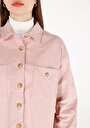 thumb-Regular Fit Shirt Neck  Kadın Pembe Uzun Kol Gömlek