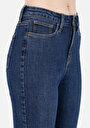 thumb-Skinny Fit Yüksel Bel Dar Paça Kadın İndigo Denim Jean Pantolon