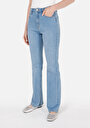thumb-Regular Fit Orta Bel Bootcut Kadın İndigo Denim Jean Pantolon