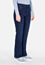 thumb-Regular Fit Orta Bel Bootcut Kadın Koyu İndigo Denim Jean Pantolon