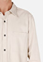 thumb-Slim Fit Klasik Yaka Düz Erkek Ekru Uzun Kol Gömlek