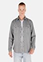 thumb-Regular Fit Klasik Yaka Düz Erkek Gri Uzun Kol Gömlek