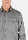 thumb-Regular Fit Klasik Yaka Düz Erkek Gri Uzun Kol Gömlek