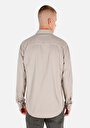 thumb-Regular Fit Klasik Yaka Düz Erkek Taş Uzun Kol Gömlek