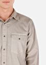 thumb-Regular Fit Klasik Yaka Düz Erkek Taş Uzun Kol Gömlek