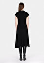 thumb-Regular Fit Düz Kadın Siyah Kısa Kol Elbise