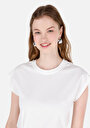 thumb-Regular Fit Yuvarlak Yaka Düz Kadın Beyaz Kolsuz Tişört