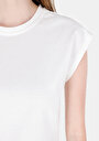 thumb-Regular Fit Yuvarlak Yaka Düz Kadın Beyaz Kolsuz Tişört