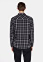 thumb-Regular Fit Shirt Neck Kareli Erkek Siyah Uzun Kol Gömlek