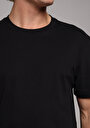 thumb-Regular Fit Yuvarlak Yaka Düz Pamuklu Cepsiz Erkek Siyah Kısa Kol Tişört