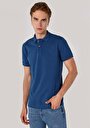thumb-Slim Fit Polo Yaka Düz Erkek Mavi Kısa Kol Tişört
