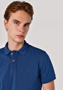 thumb-Slim Fit Polo Yaka Düz Erkek Mavi Kısa Kol Tişört