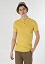 thumb-Slim Fit Polo Yaka Düz Erkek Sari Kısa Kol Tişört