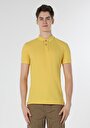 thumb-Slim Fit Polo Yaka Düz Erkek Sari Kısa Kol Tişört