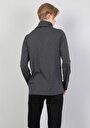 thumb-Regular Fit Yarım Balıkçı Yaka  Erkek Antrasit Uzun Kol Tişört