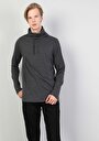 thumb-Regular Fit Yarım Balıkçı Yaka  Erkek Antrasit Uzun Kol Tişört