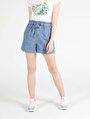 thumb-Regular Fit Yüksel Bel  Kadın Denim Jean Şort Cl1049734