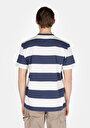 thumb-Comfort Fit Yuvarlak Yaka Çizgili Erkek Lacivert Kısa Kol Tişört