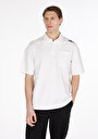 thumb-Oversize Fit Polo Yaka Düz Erkek Beyaz Kısa Kol Tişört