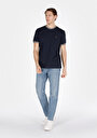 thumb-Regular Fit Yuvarlak Yaka Pamuklu Jakarlı Erkek Lacivert Kısa Kol Tişört