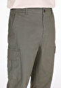 thumb-Regular Fit Orta Bel Düz Paça Kargo Cep Erkek Yeşil Pantolon