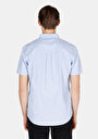 thumb-Regular Fit Shirt Neck Düz Erkek Mavi Kısa Kol Gömlek